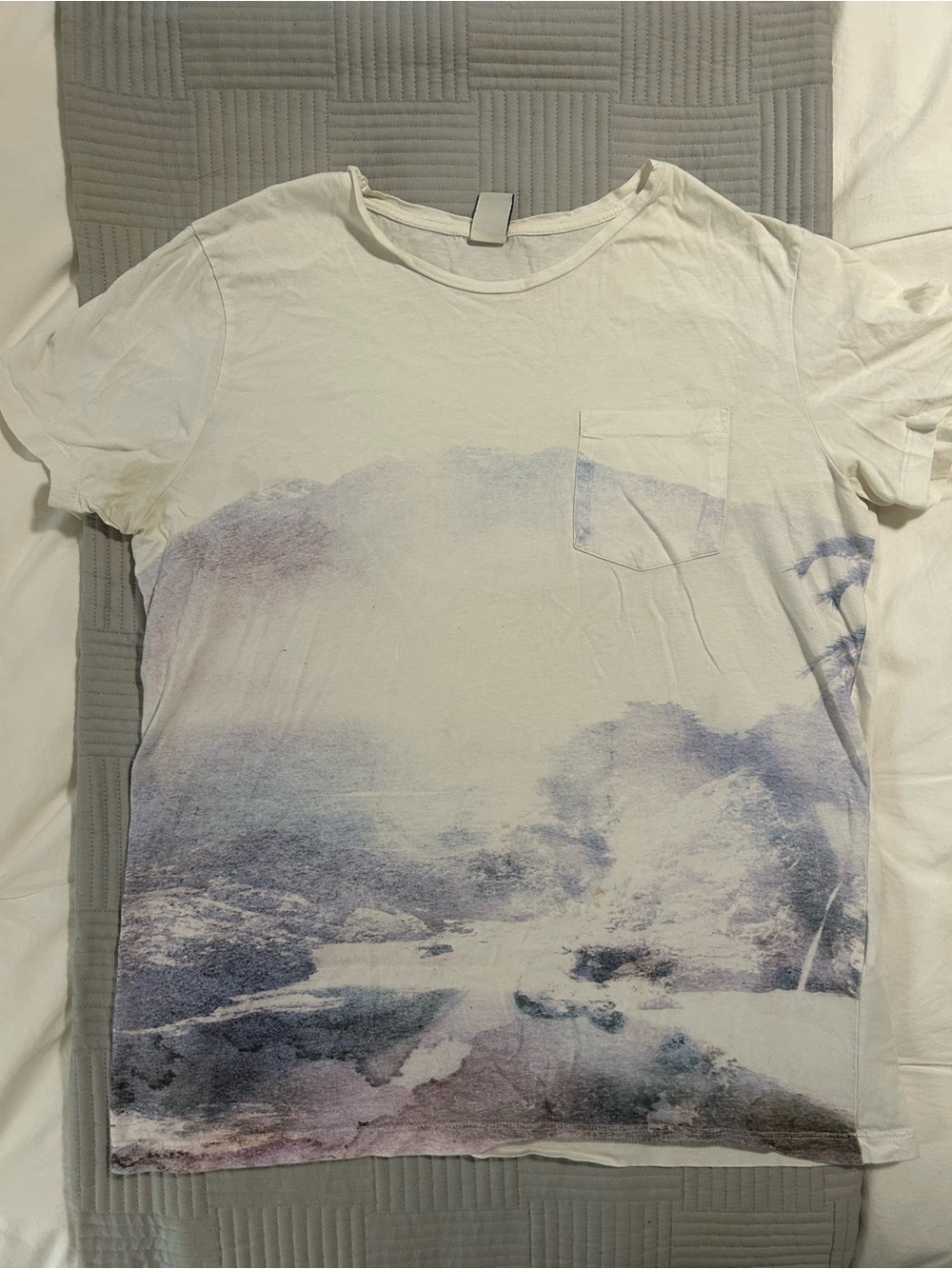 Men's Jack & Jones White Scenic Print Pocket T-Shirt